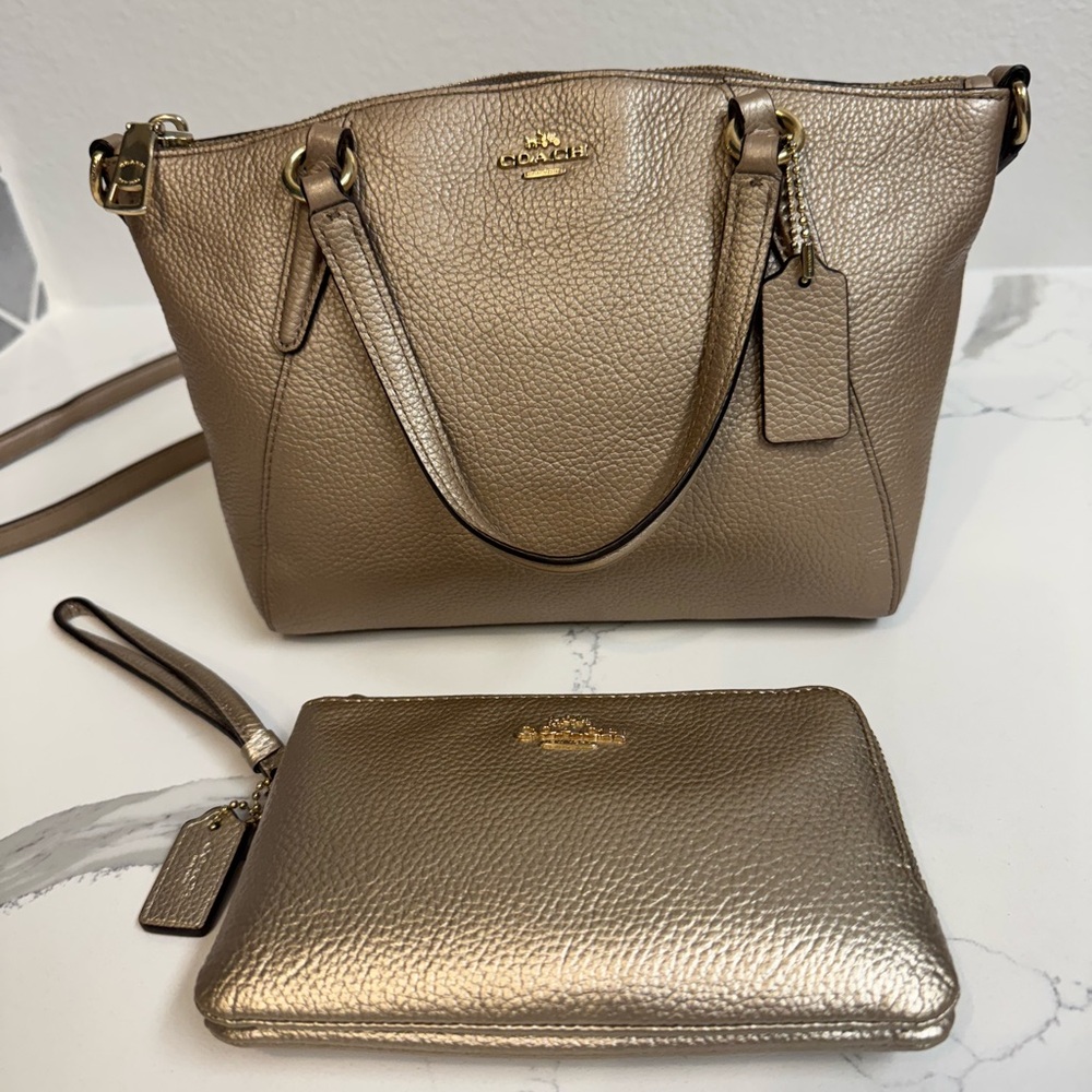 Coach Metallic Gold Shoulder Bag Set